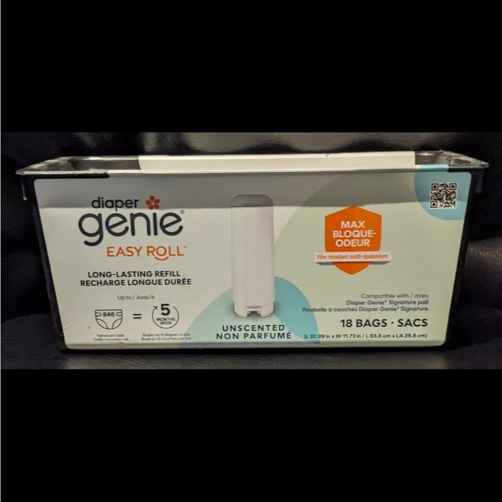 Diaper Genie Easy Roll Long Lasting 18 Bags Holds 846 Diapers 5 Months Brand New
